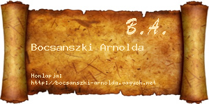 Bocsanszki Arnolda névjegykártya